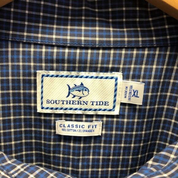 Southern Tide Extra Large (XL) Plaid Blue Long Sleeve Button Up Classic Fit - Picture 3 of 5